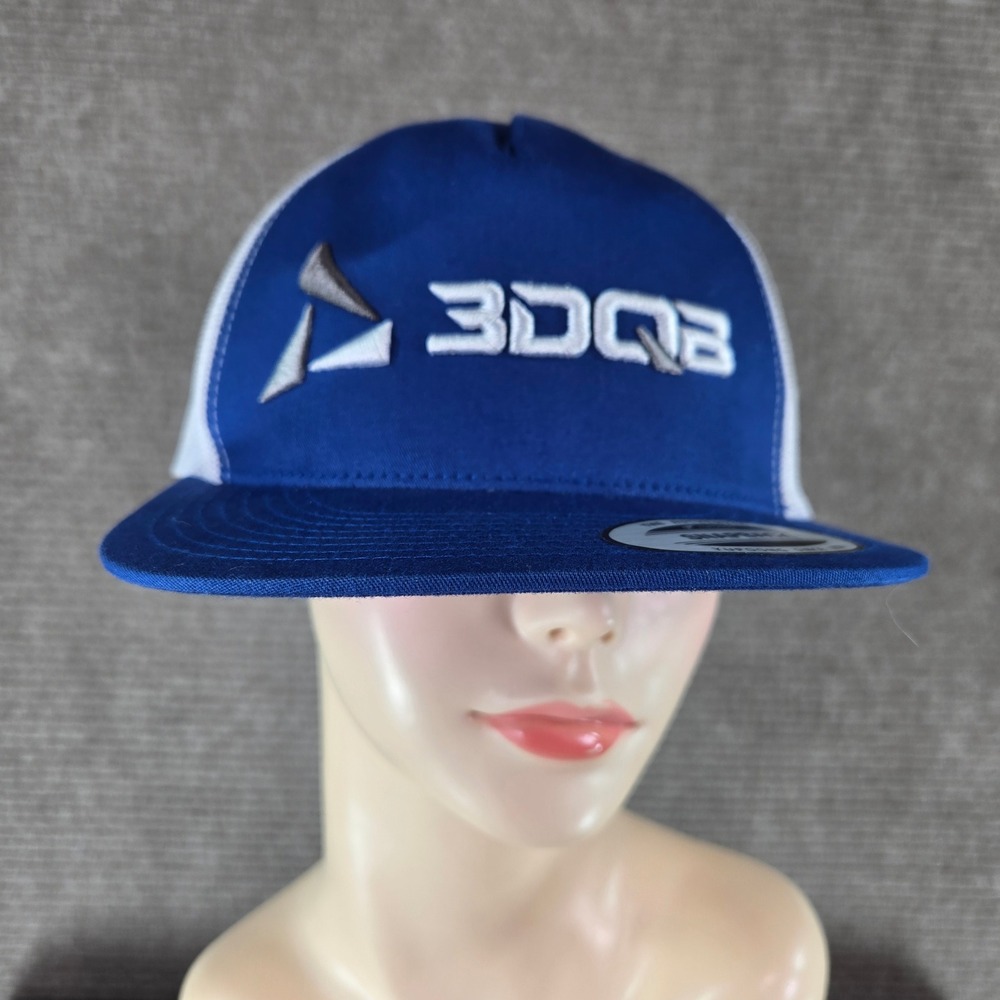 Yupoong Unisex OSFA Blue White 3DQB Embroidered Mesh Snapback Trucker Hat